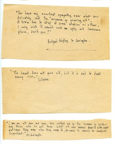 Pithy quotes about old age – in Robert’s hand